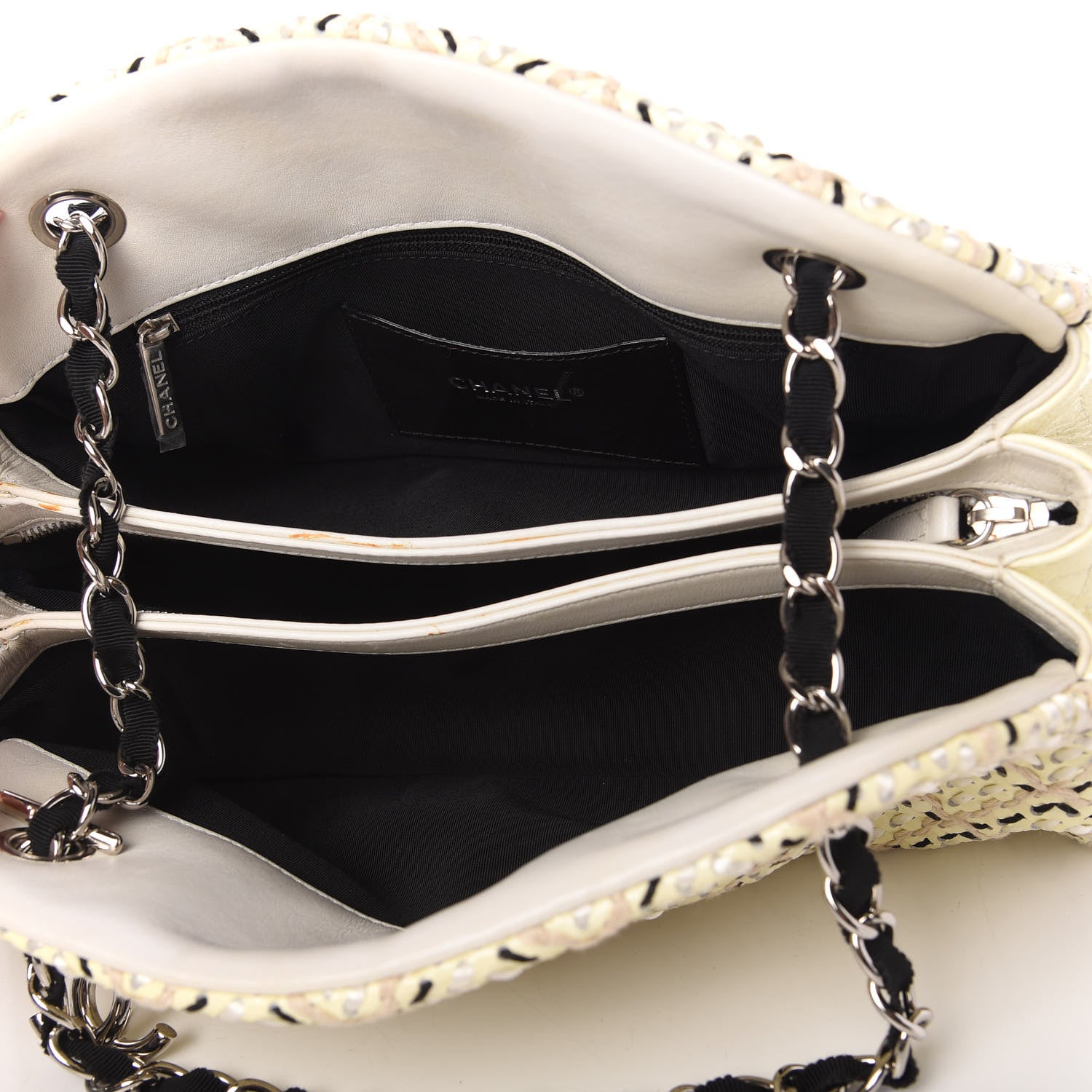 Chanel Patent Hand Embroidered Medium Just Mademoiselle White 5 of 13