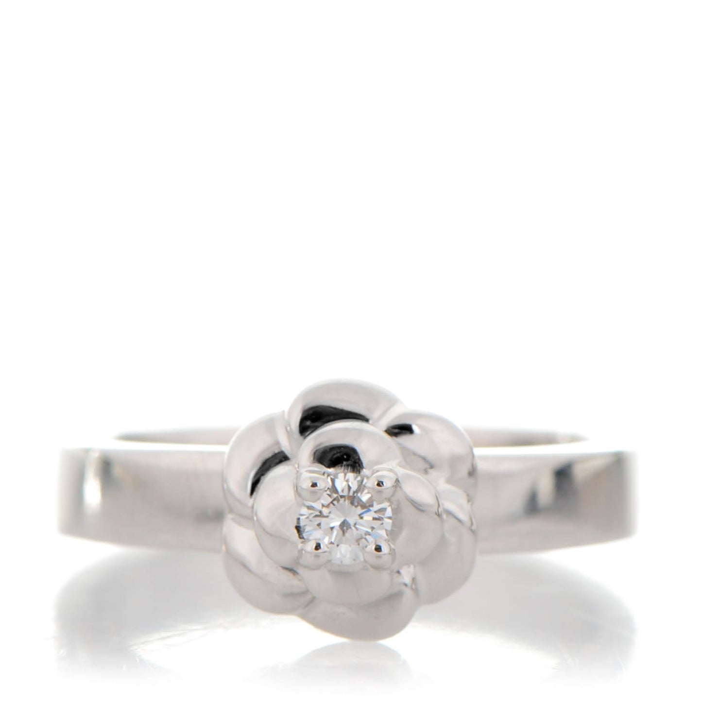 18K White Gold Diamond Camellia Ring 6.5