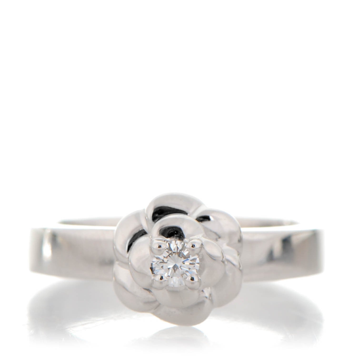 Chanel 18K White Gold Diamond Camellia Ring 6.5 1 of 4