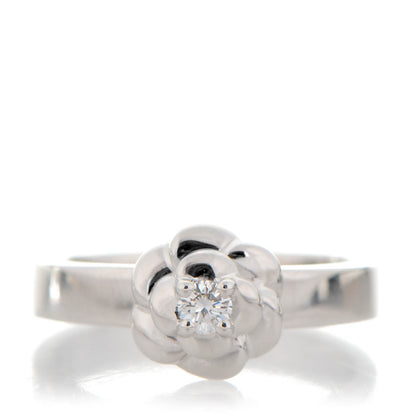 Chanel 18K White Gold Diamond Camellia Ring 6.5 1 of 4