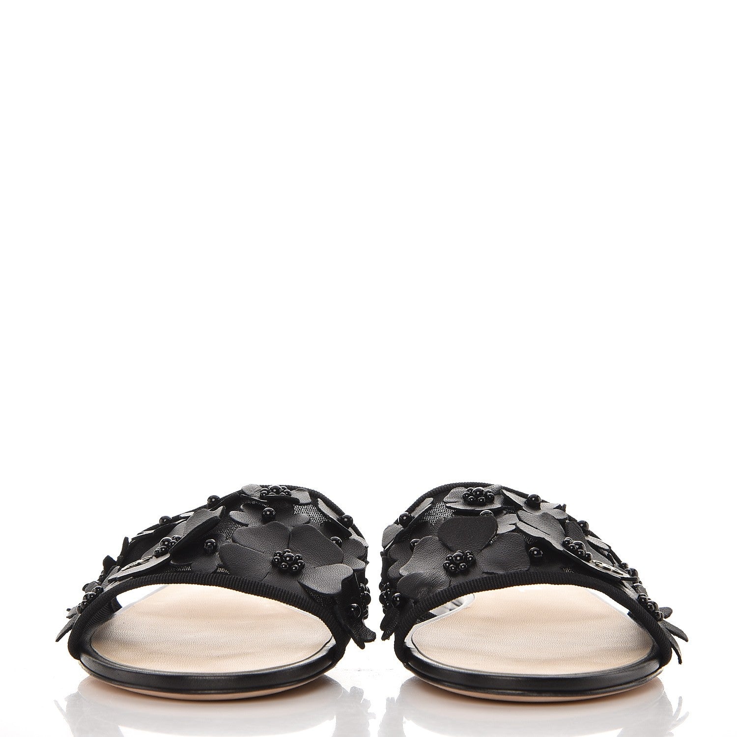 Chanel Lambskin Mesh Camellia Mule Sandals 39 Black 3 of 7