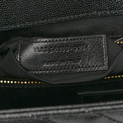 Saint Laurent Grain De Poudre Matelasse Chevron Large Monogram Satchel Black 8 of 10