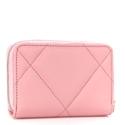Chanel Lambskin Quilted Chanel 19 Zip Around Coin Purse Wallet Light Pink 3 of 11