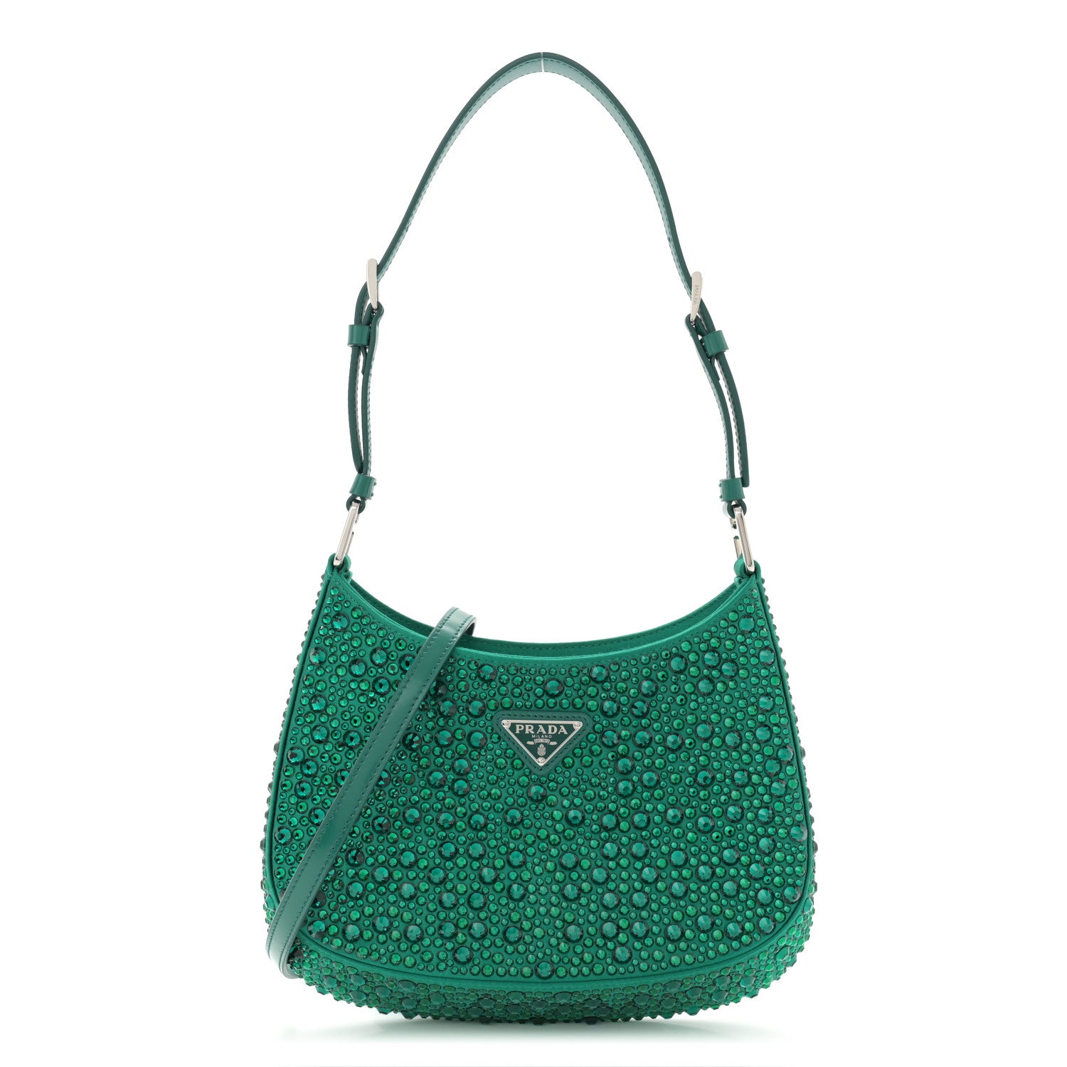 Prada Satin Crystal Cleo Adjustable Strap Shoulder Bag Mango 1 of 10