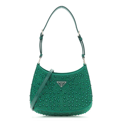 Prada Satin Crystal Cleo Adjustable Strap Shoulder Bag Mango 1 of 10