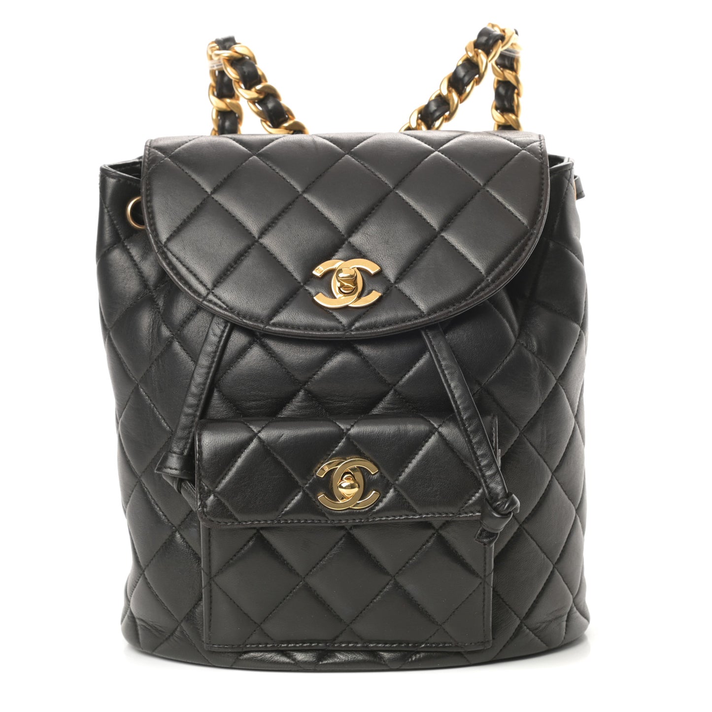 Lambskin Quilted Backpack Black