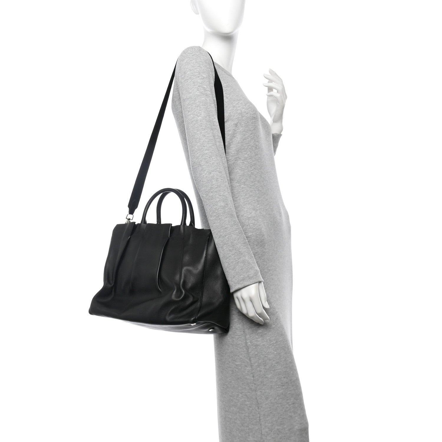 The Row Calfskin Pleated Peggy Tote Black 2 of 11