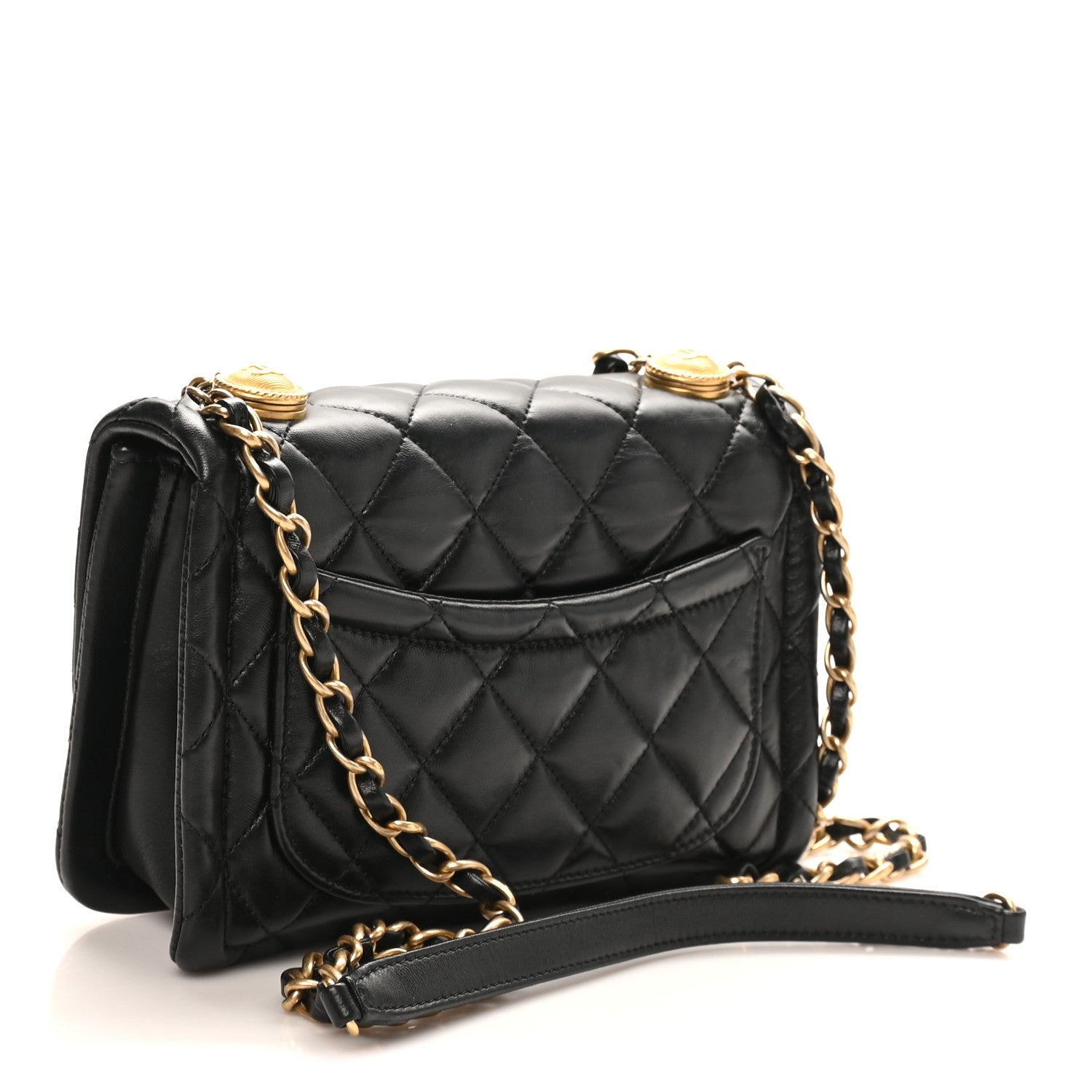 Chanel Shiny Lambskin Flap Clutch With Chain Black 1837588