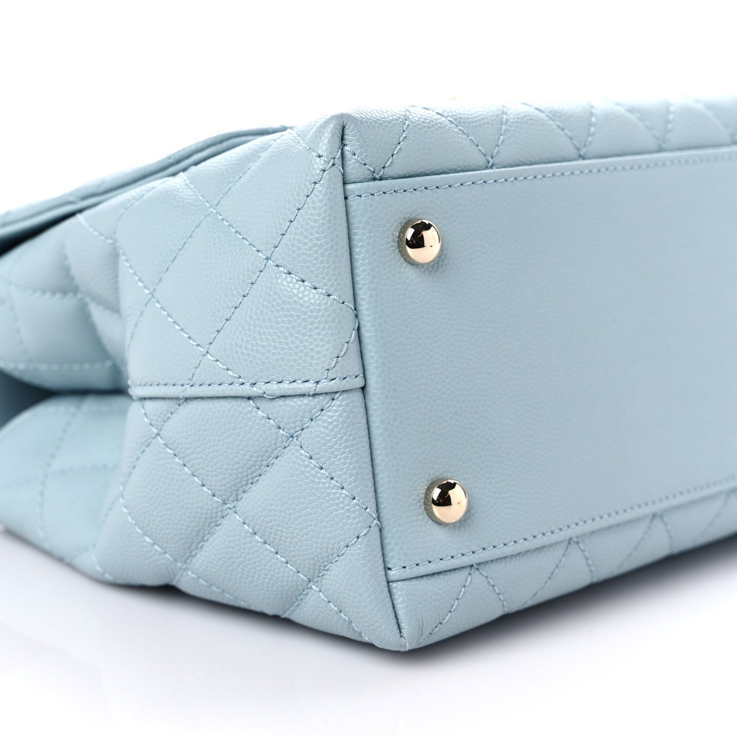 Caviar Quilted Small Coco Handle Flap Light Blue