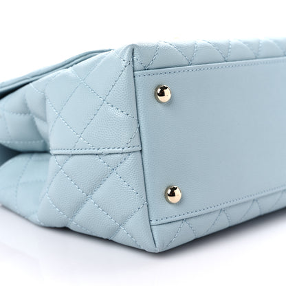 Chanel Caviar Quilted Small Coco Handle Flap Light Blue 7 of 10