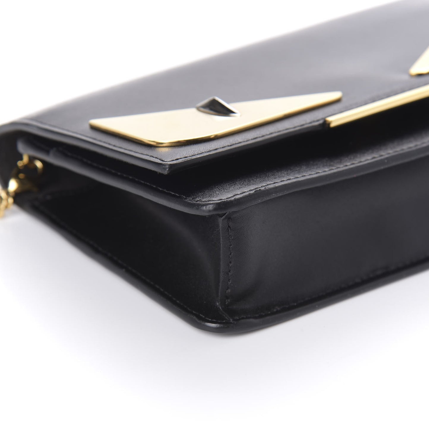 Vitello Liberty Lucido Metal Monster Eyes Tube Wallet on Chain Black