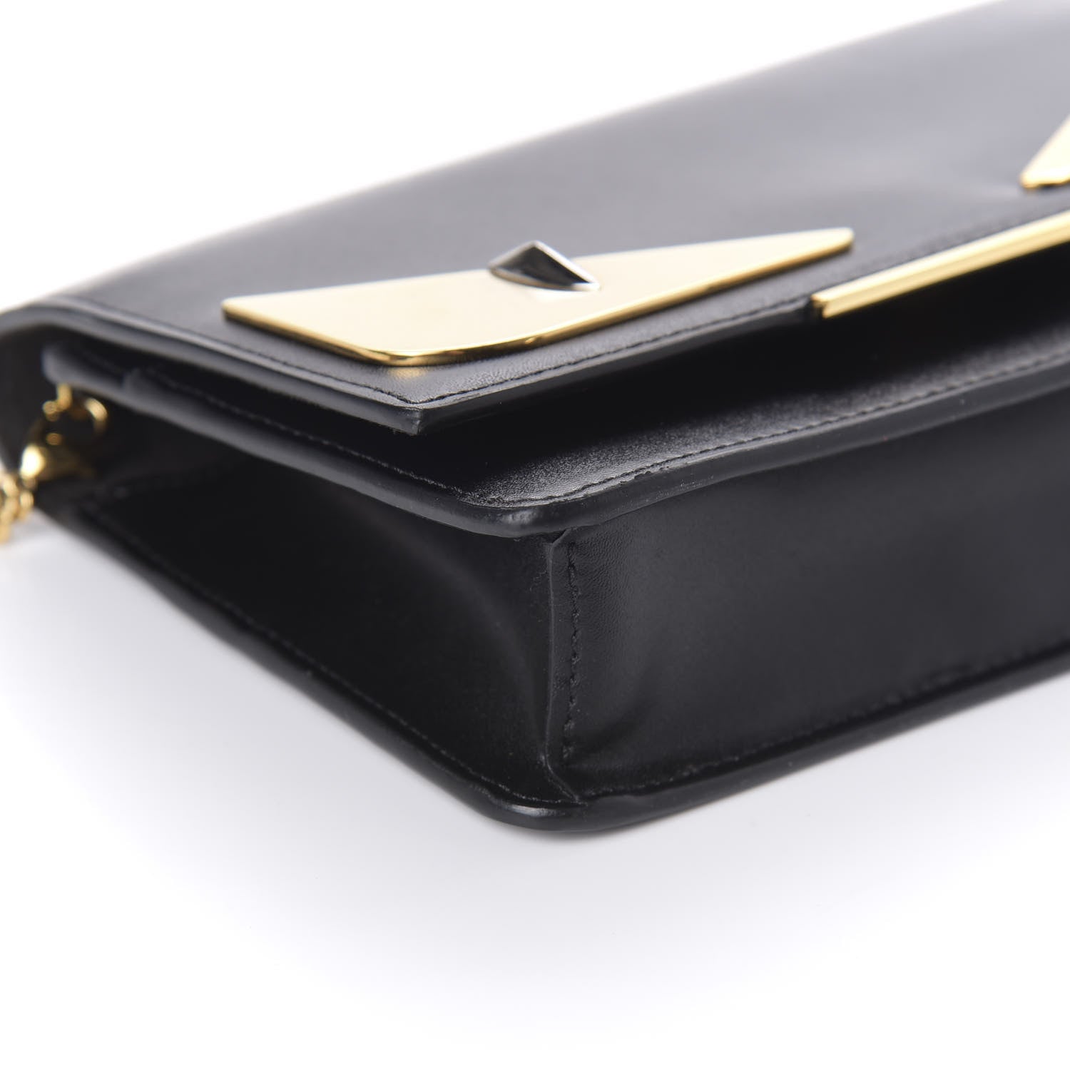 Fendi Vitello Liberty Lucido Metal Monster Eyes Tube Wallet on Chain Black 6 of 10