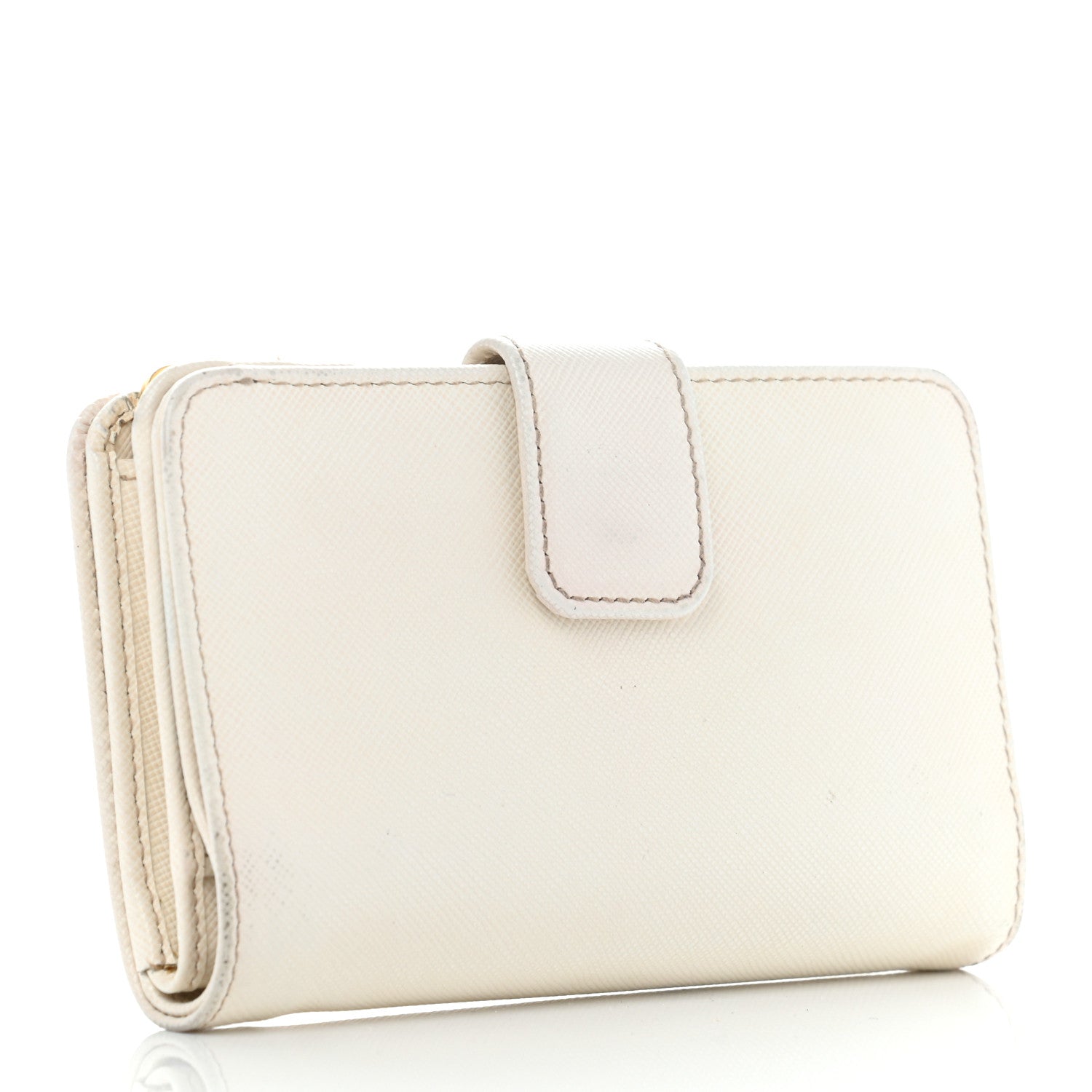 Prada Saffiano Metal Compact Wallet Talco 3 of 24