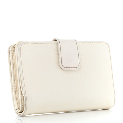 Prada Saffiano Metal Compact Wallet Talco 3 of 24