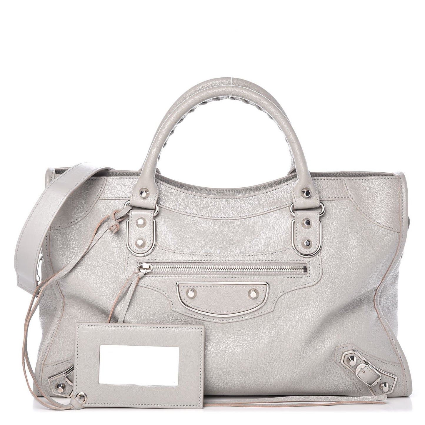 Chevre Silver Metallic Edge Hardware City Gris Glace