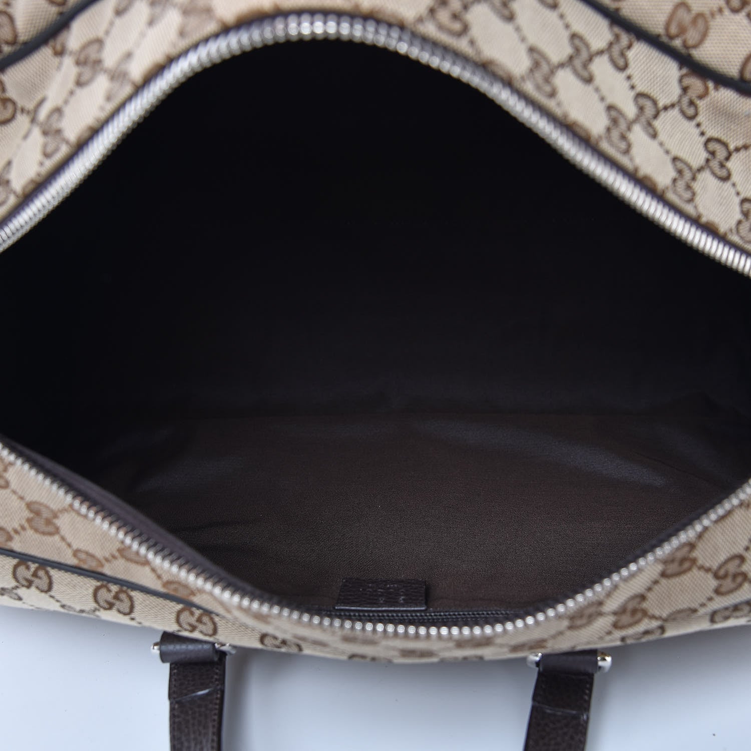 Gucci Monogram Dollar Calfskin Boston Duffle Bag Beige Ebony Testa di Moro Marrone Scuro 6 of 8