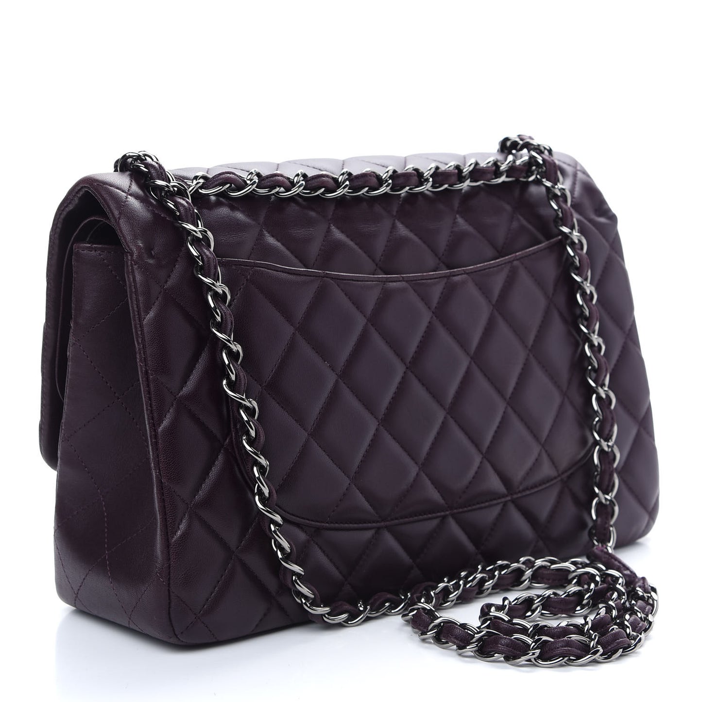 Lambskin Quilted Jumbo Double Flap Purple