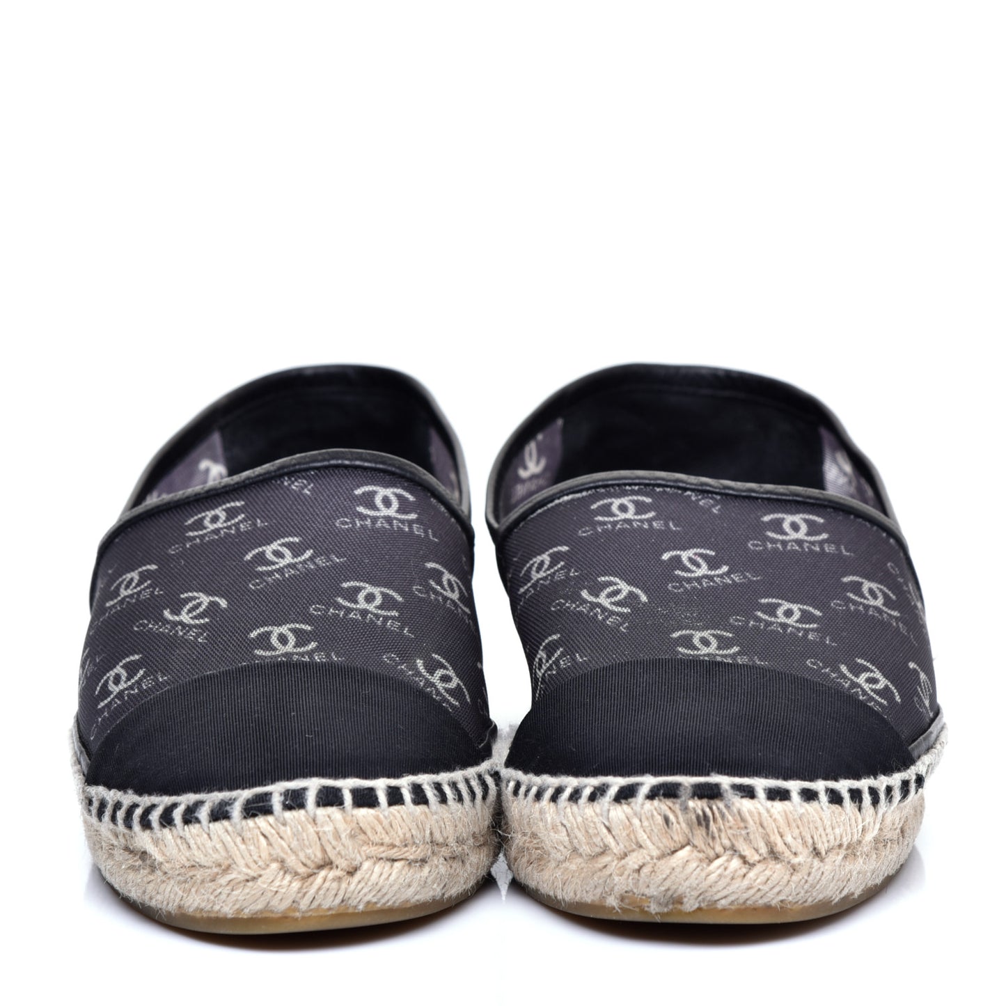 Mesh Grosgrain CC Espadrilles 39 Black White