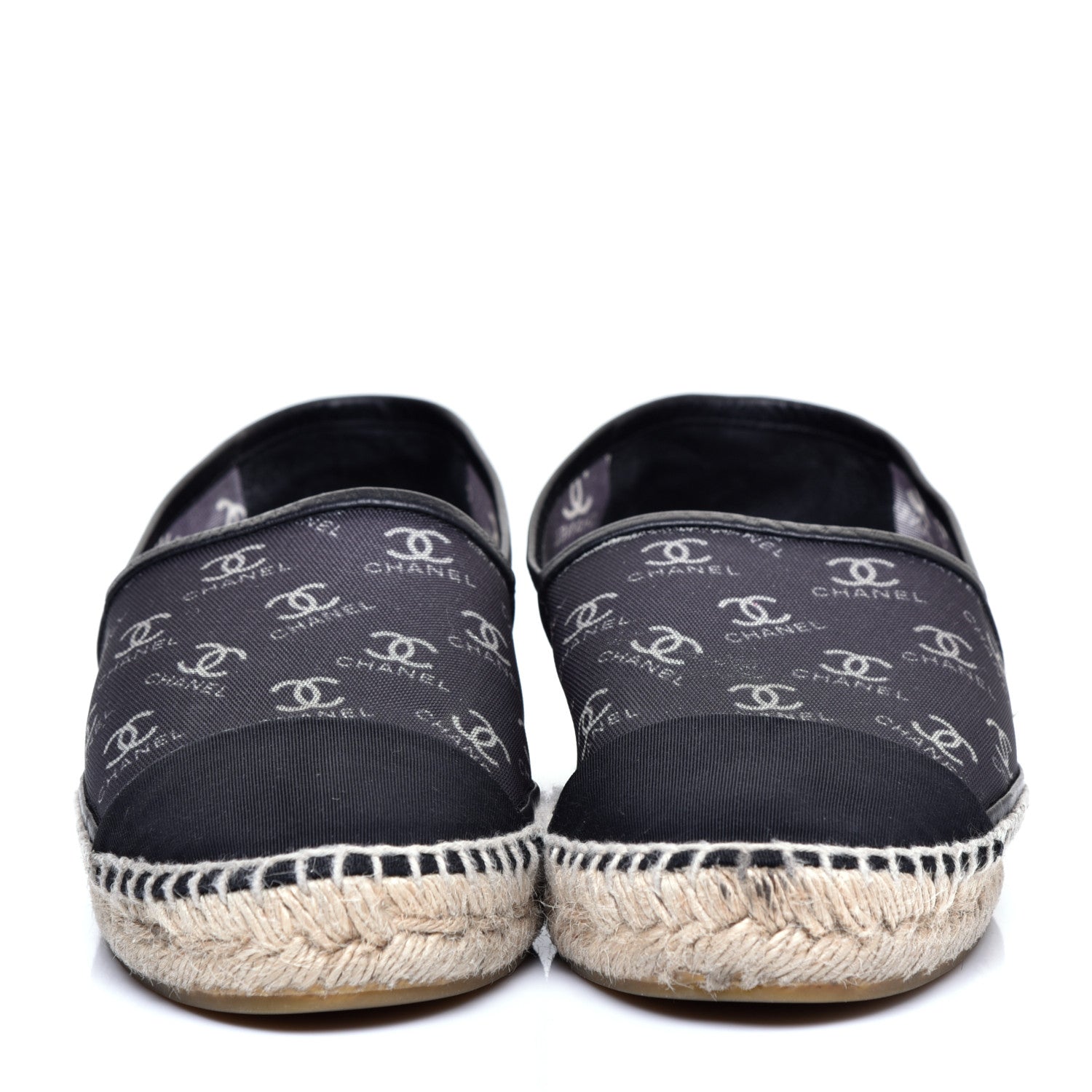 Chanel Mesh Grosgrain CC Espadrilles 39 Black White 2 of 8