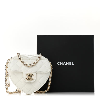 Chanel Lambskin Quilted CC In Love Heart Clutch With Chain White 11 of 11