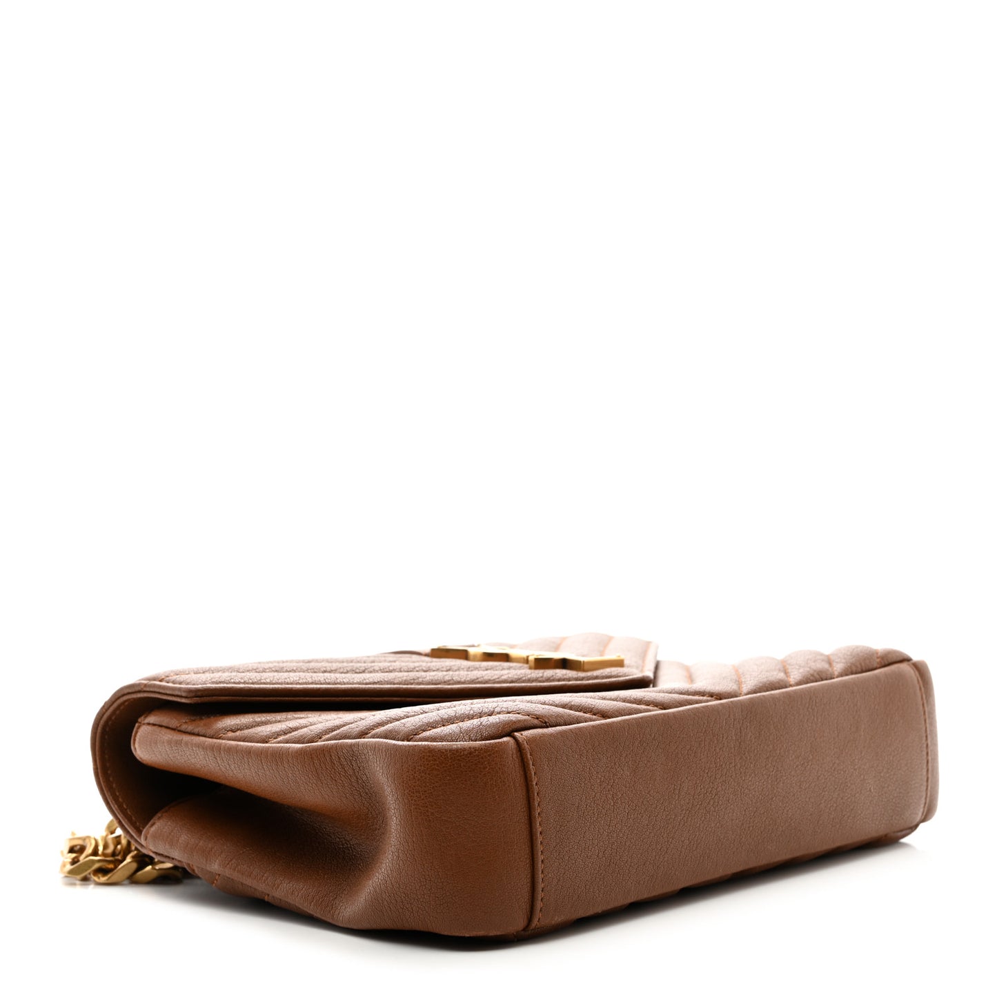Sheepskin Matelasse Chevron Monogram Medium College Bag Brick