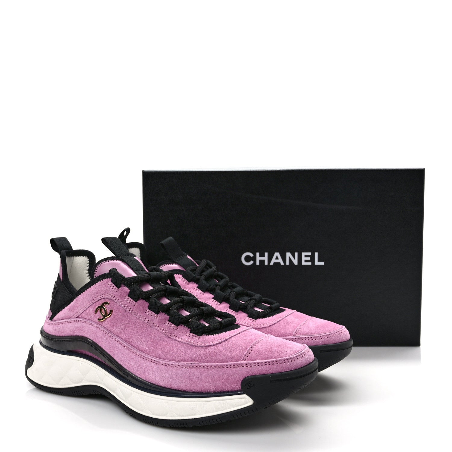 Chanel Suede Calfskin Nylon Grosgrain CC Sneakers 40.5 Dark Pink 11 of 11