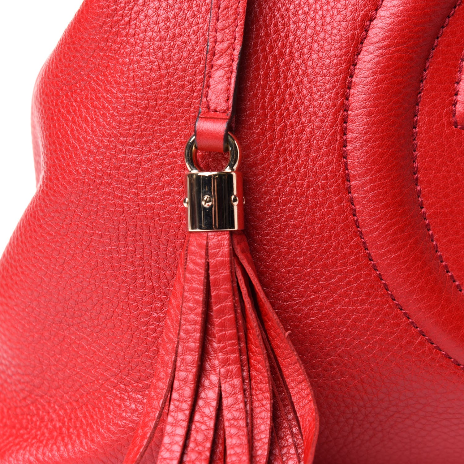 Gucci Pebbled Calfskin Medium Soho Chain Shoulder Bag Tabasco Red 9 of 13