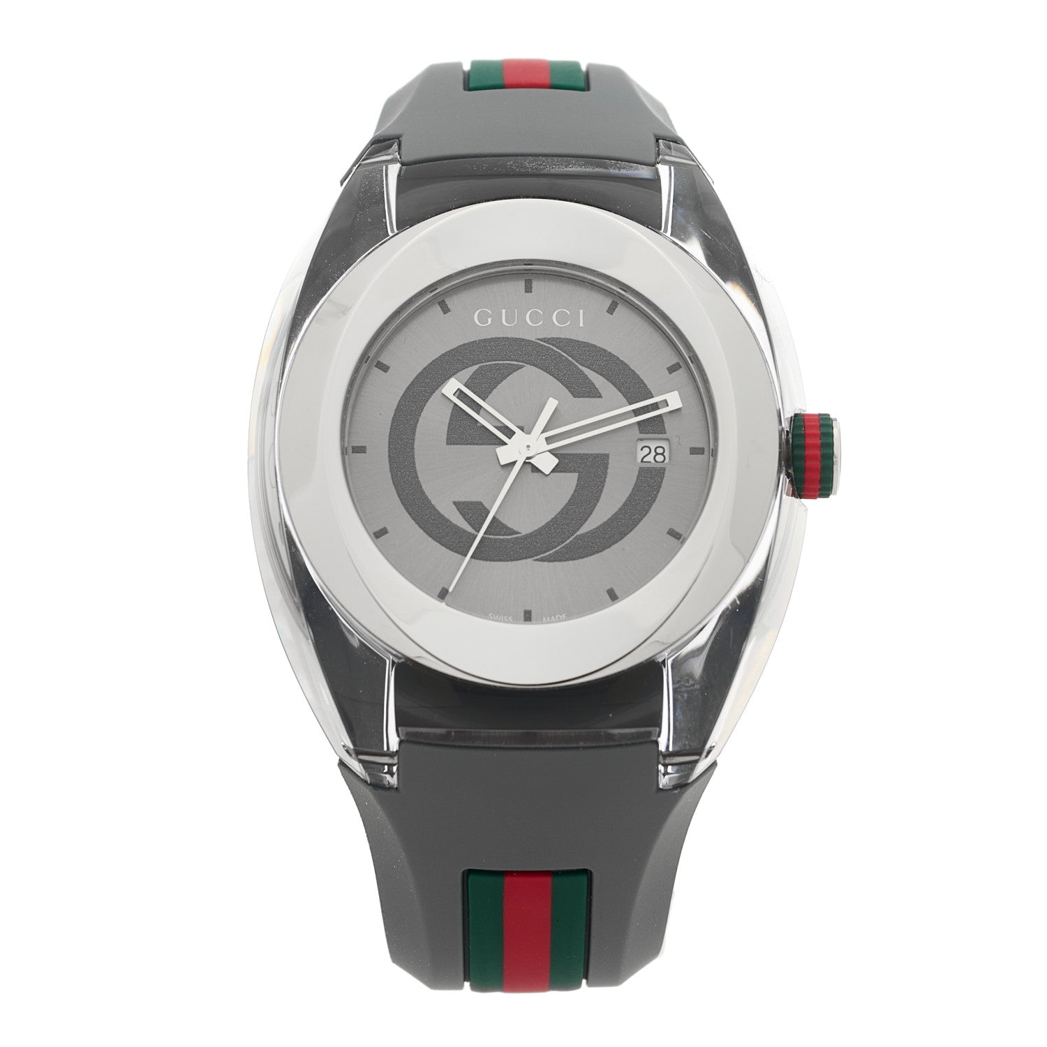 Gucci Stainless Steel Rubber 46mm Sync Web Quartz Watch Grey 1 of 4