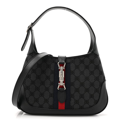 Gucci X BALENCIAGA BB Monogram Calfskin Web Small Jackie 1961 Hobo Black 1 of 11