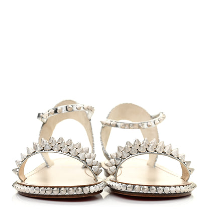 Christian Louboutin Specchio Cordorella Flat Sandals 40 Silver 2 of 7
