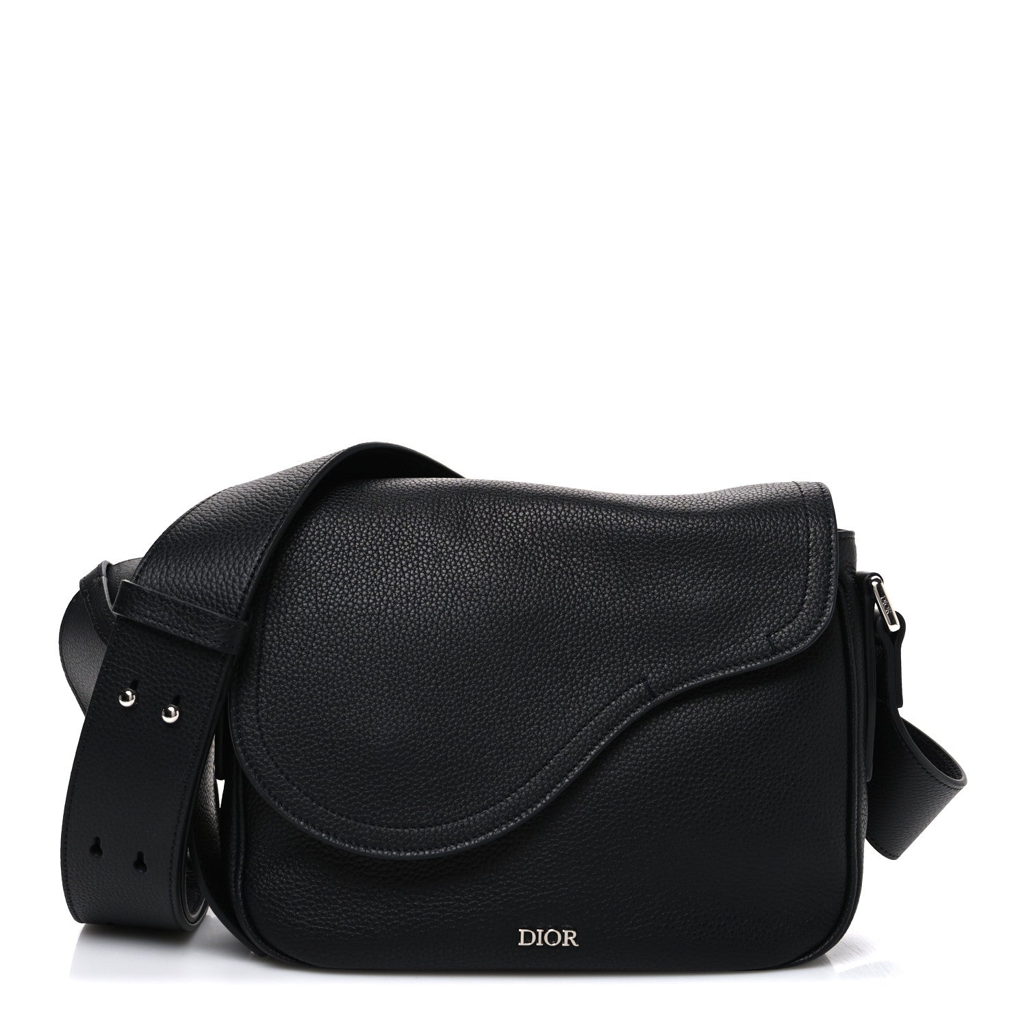 Christian Dior Grained Calfskin Saddle Messenger Bag Black 1 of 10