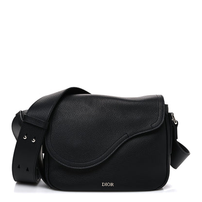 Christian Dior Grained Calfskin Saddle Messenger Bag Black 1 of 10