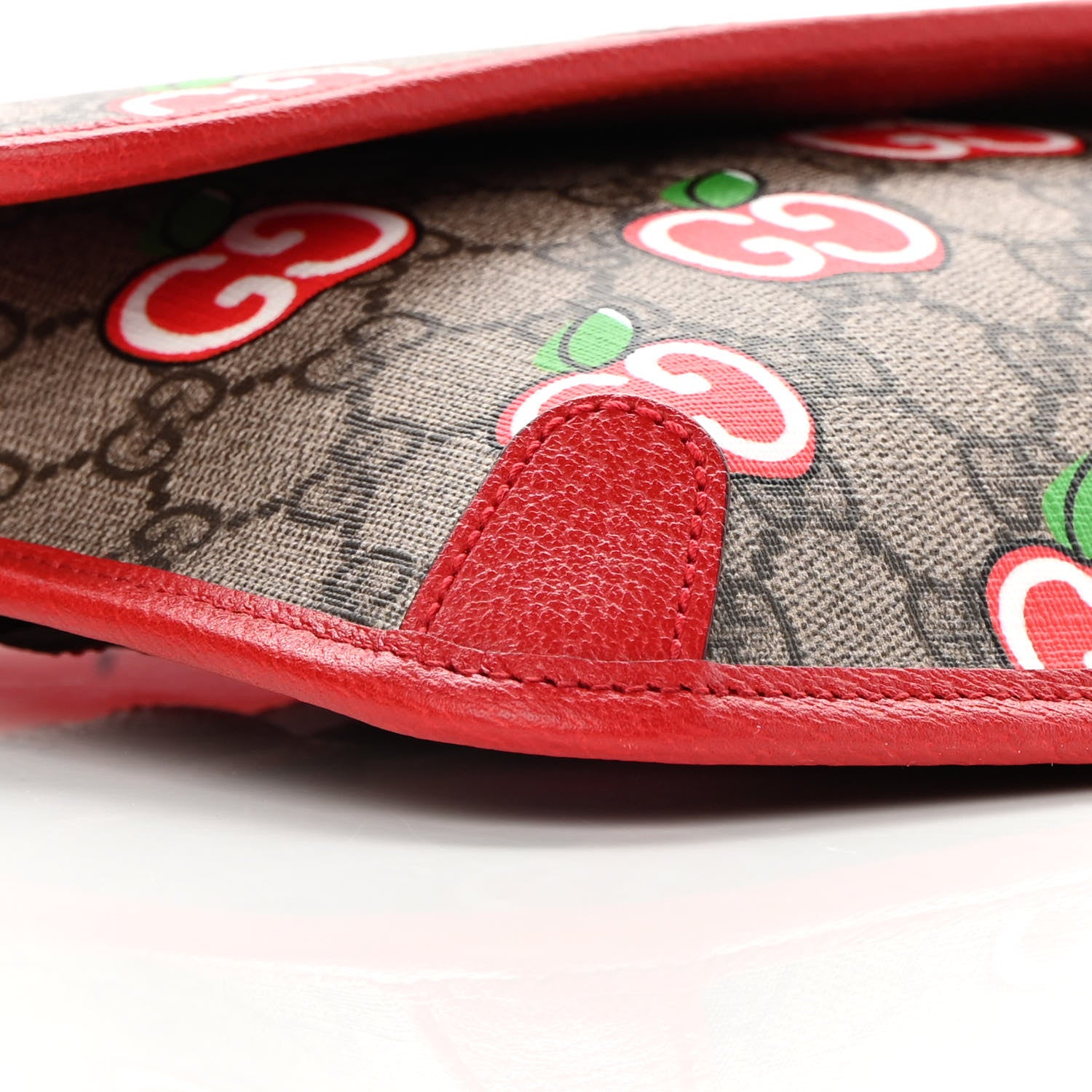 Gucci GG Supreme Monogram Apple Interlocking G Belt Bag Beige Multicolor Lobster Red 10 of 12