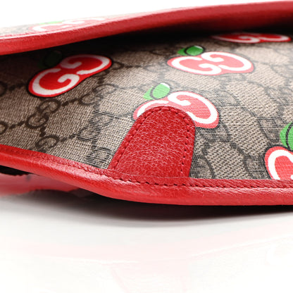 Gucci GG Supreme Monogram Apple Interlocking G Belt Bag Beige Multicolor Lobster Red 10 of 12