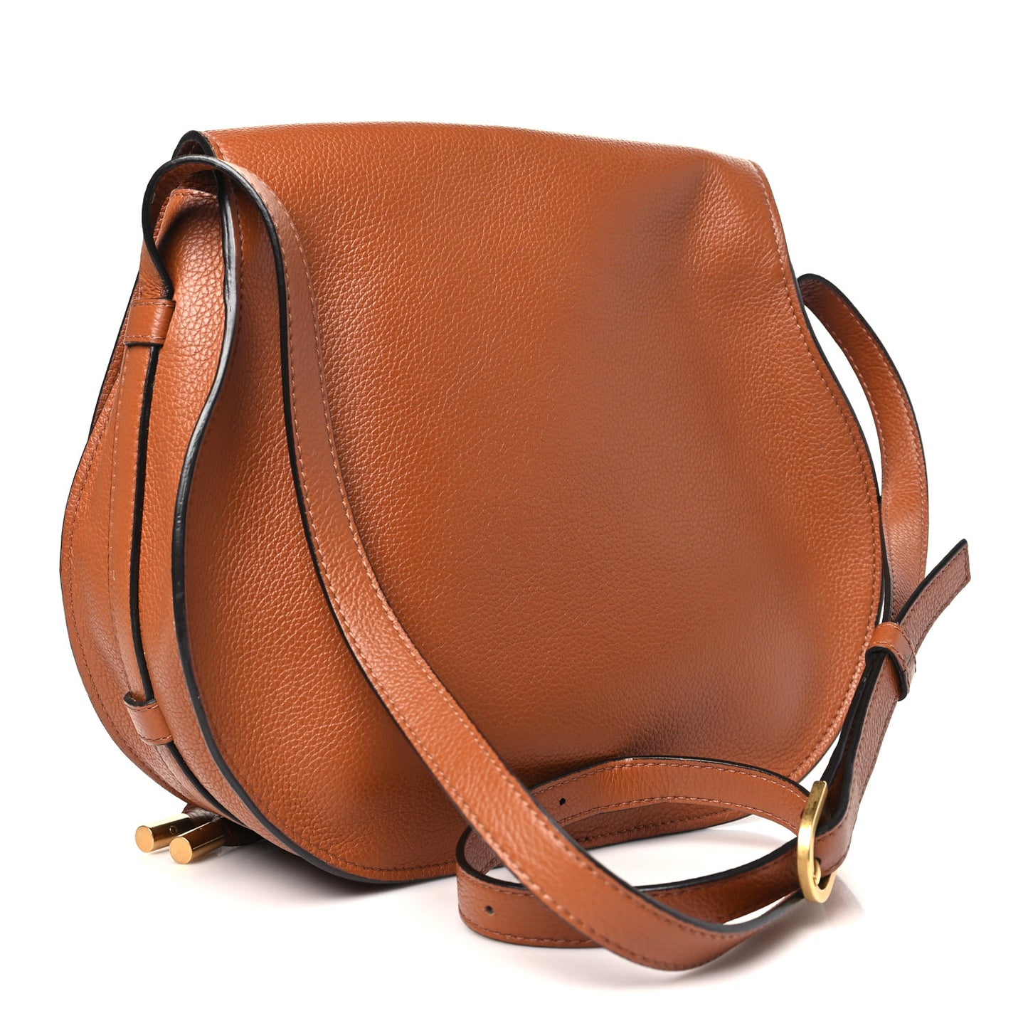 Calfskin Medium Marcie Round Crossbody Bag Tan