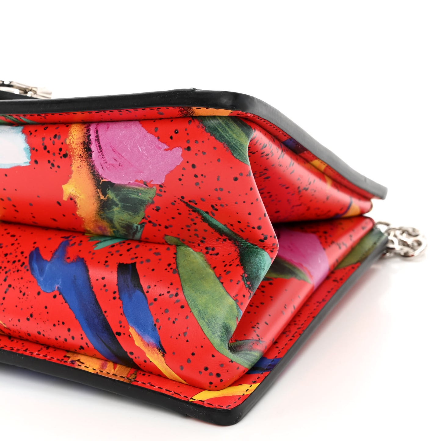 Calfskin Splash Print Trapeze Black White Red
