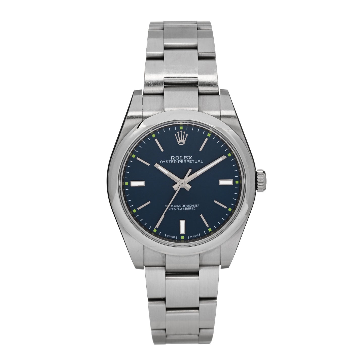 Stainless Steel 39mm Oyster Perpetual Watch Blue 114300