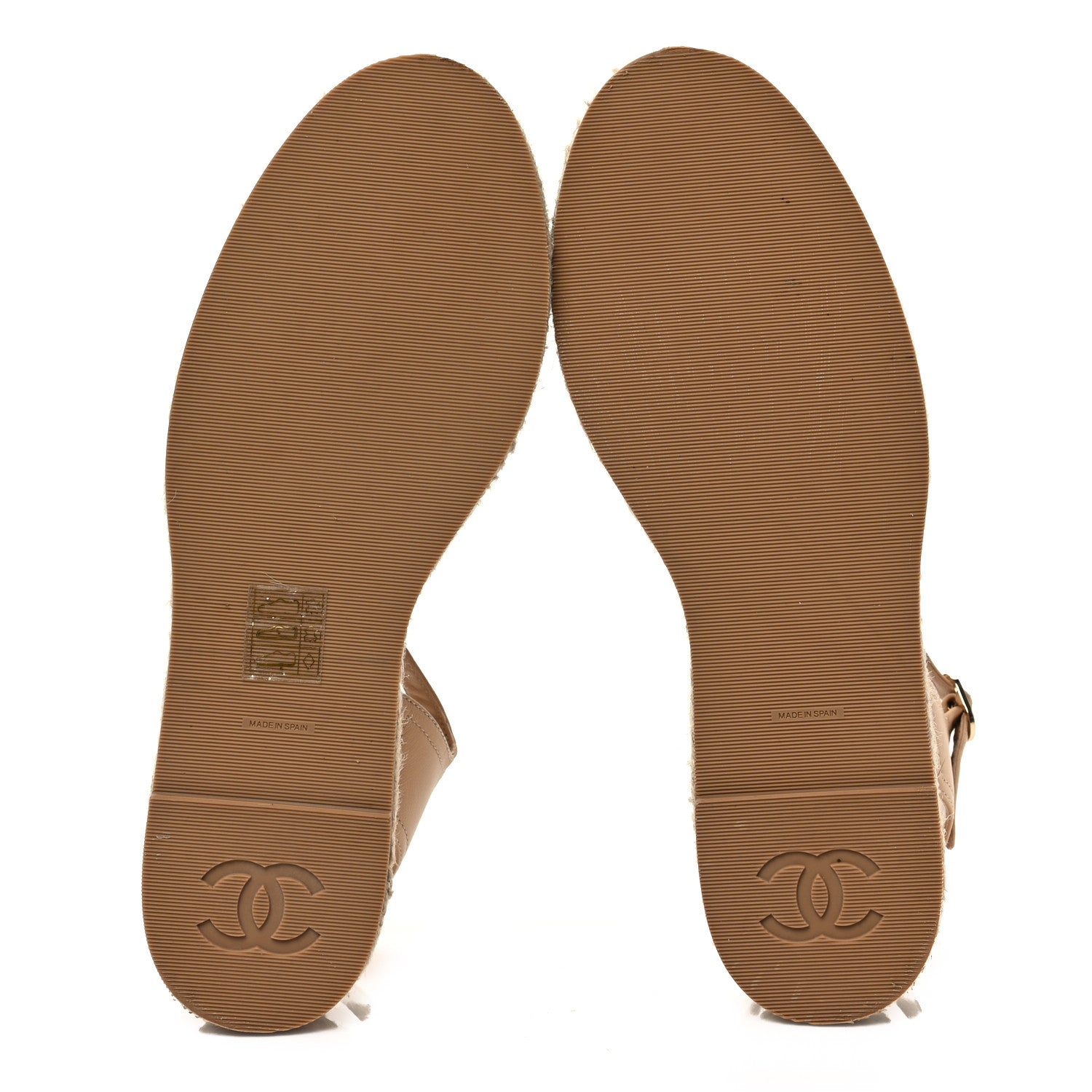 Chanel Lambskin Cap Toe CC Espadrille Sandals 38 Beige Black 5 of 8