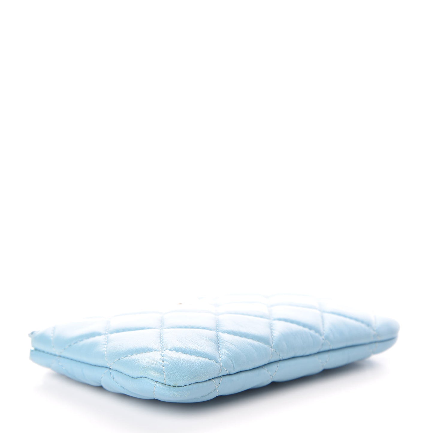 Lambskin Quilted Small Cosmetic Case Blue