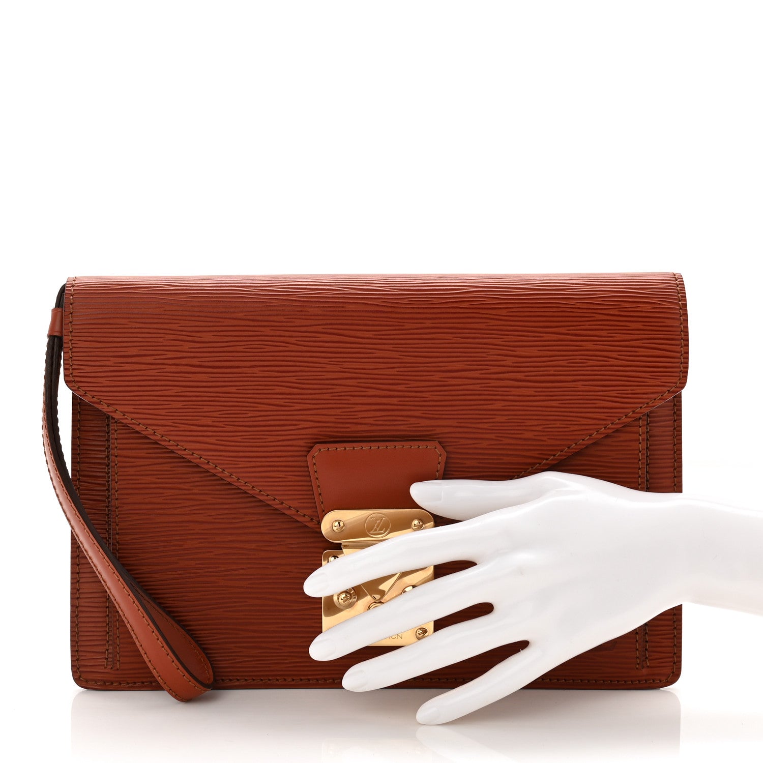Louis Vuitton ケース ブラウン/レッド Louis Vuitton Epi Pochette Sellier Dragonne Kenyan Fawn 1826377