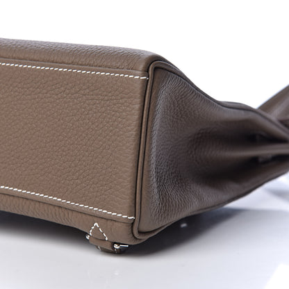 Hermes Taurillon Clemence Kelly Ado Backpack Etoupe 9 of 12