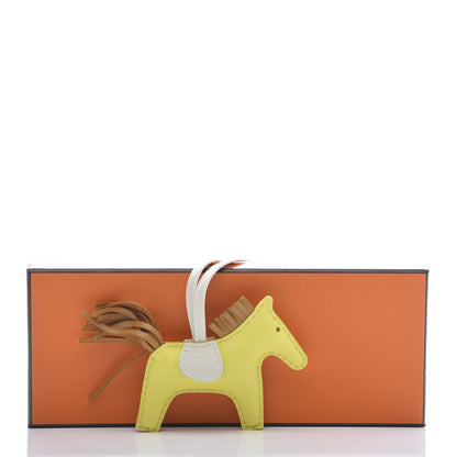 Hermes Milo Lambskin Grigri Rodeo Horse Bag Charm PM Lime Sesame Craie 4 of 4