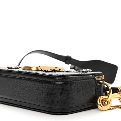 Marc Jacobs Saffiano Sequin Crystal Embellished Small Snapshot Camera Bag Black 10 of 12