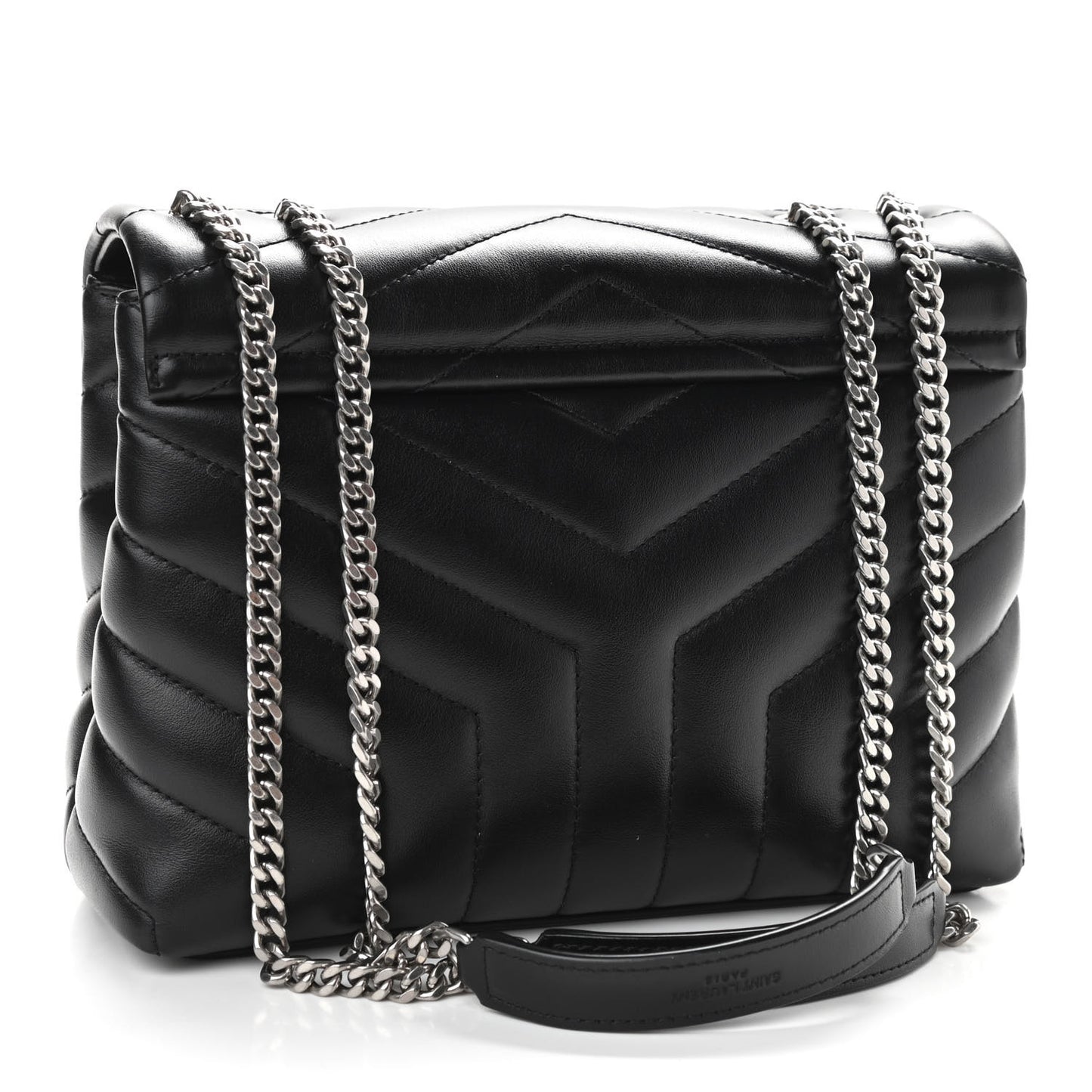 Calfskin Y Quilted Monogram Small Loulou Chain Satchel Black