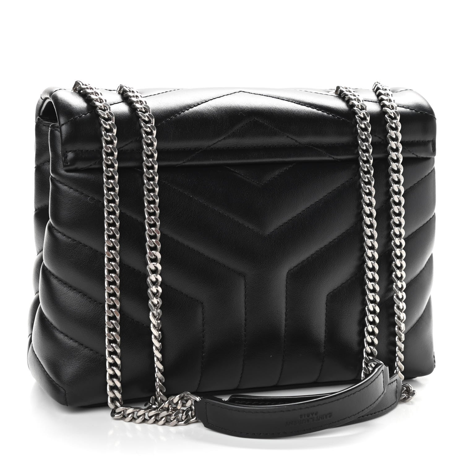 Saint Laurent Calfskin Y Quilted Monogram Small Loulou Chain Satchel Black 3 of 11