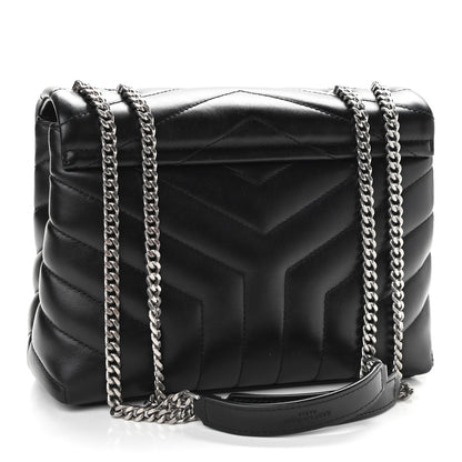 Saint Laurent Calfskin Y Quilted Monogram Small Loulou Chain Satchel Black 3 of 11