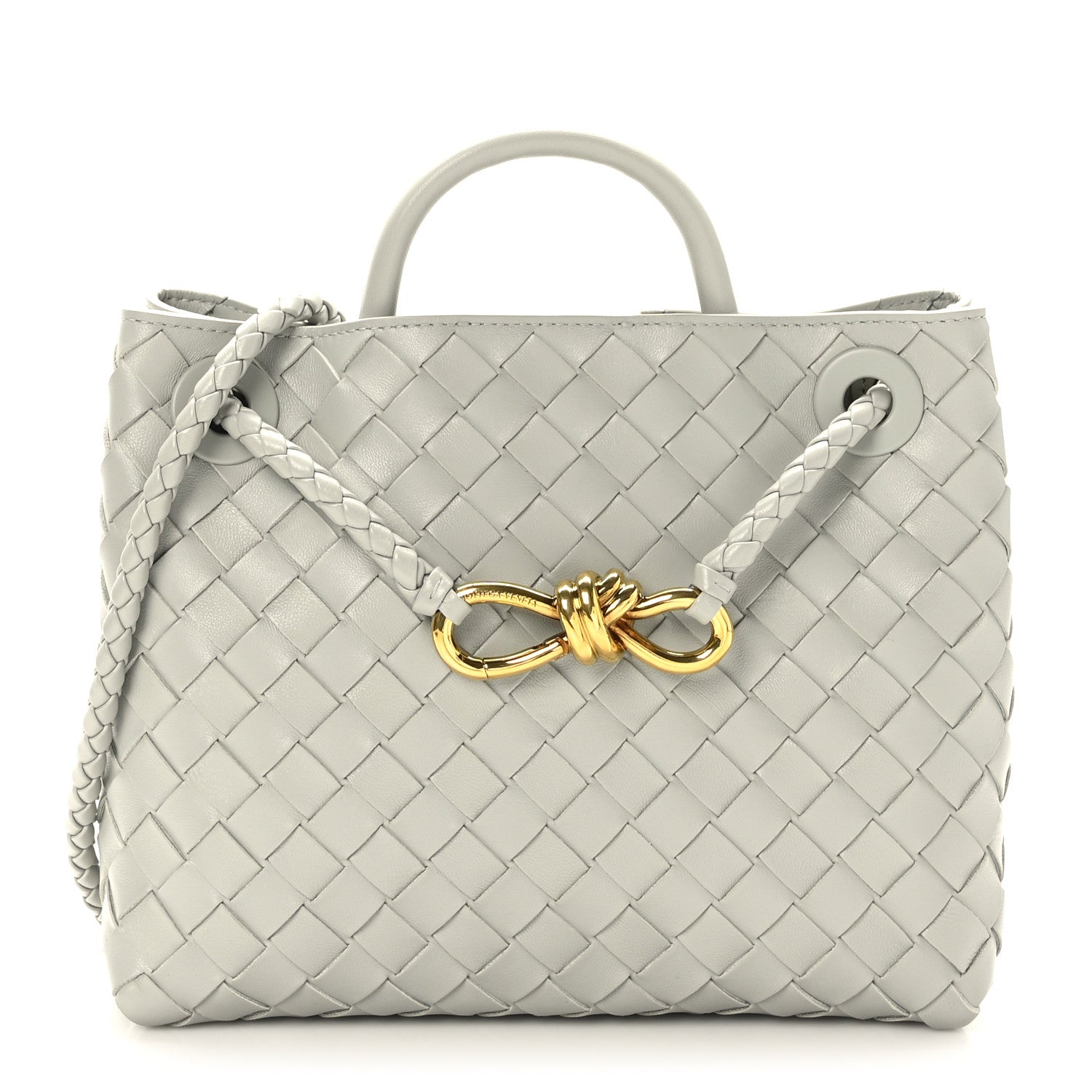 Bottega Veneta Nappa Intrecciato Small Andiamo Shoulder Bag Agate Grey 1 of 8