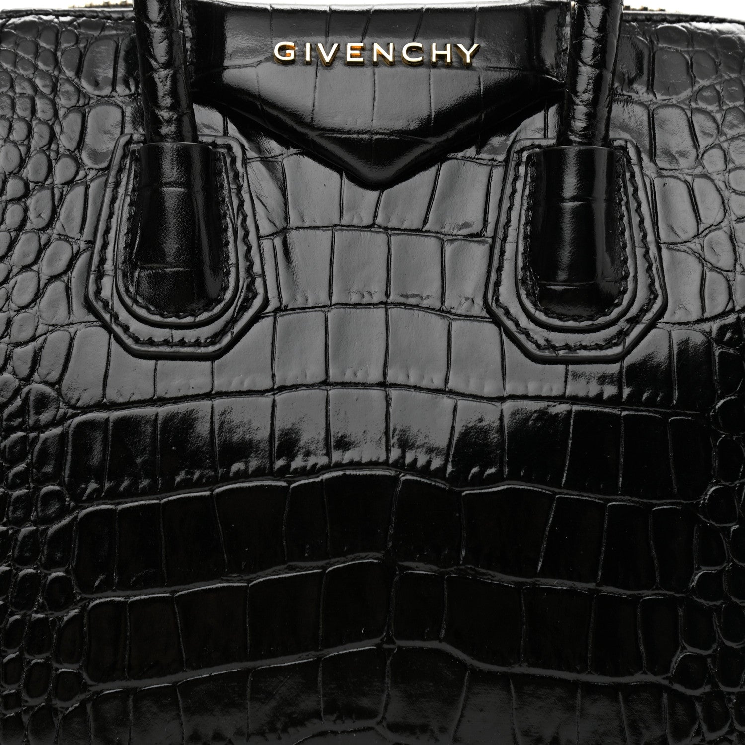 Givenchy Calfskin Crocodile Embossed Mini Antigona Black 8 of 10