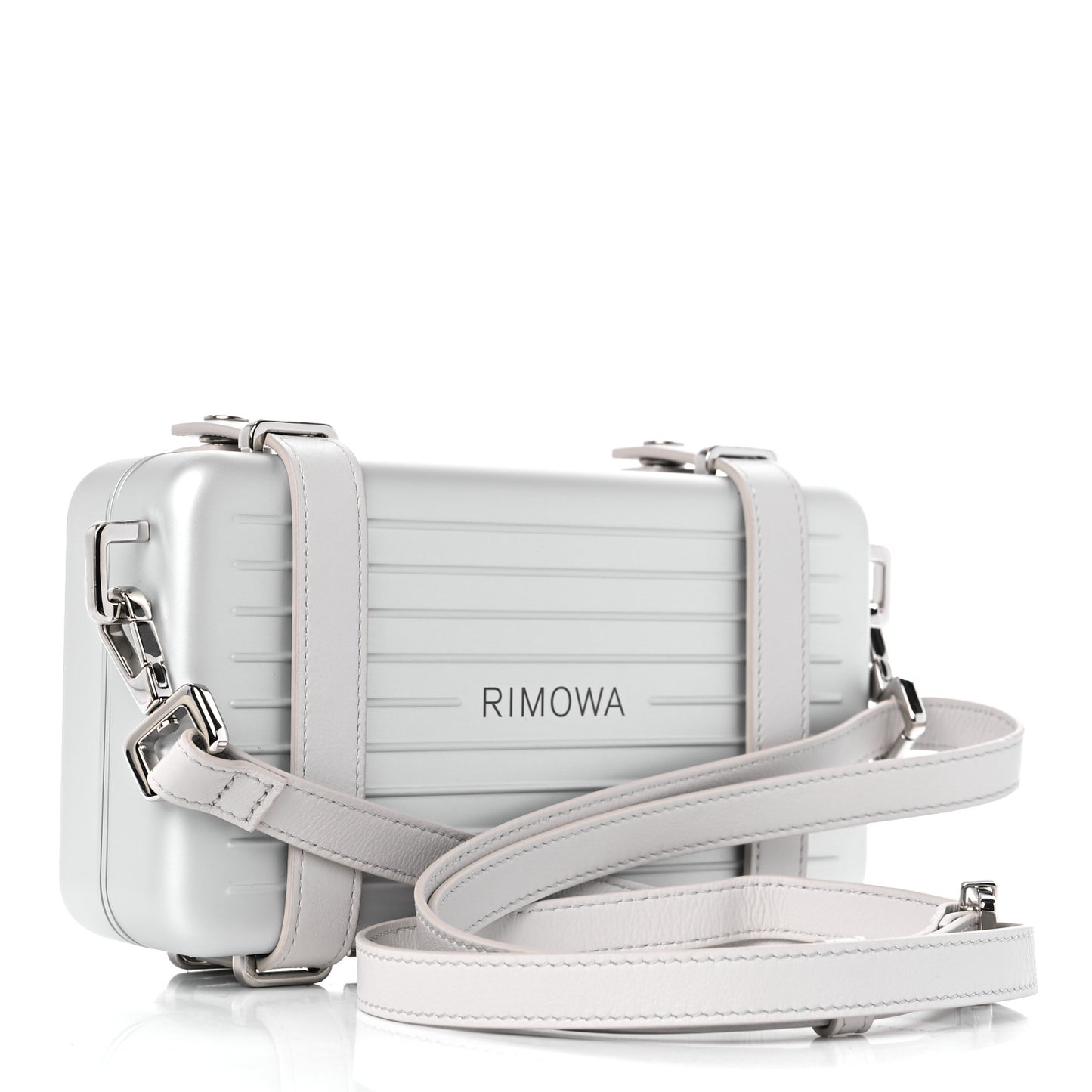 X RIMOWA Aluminum Personal Clutch On Strap Silver