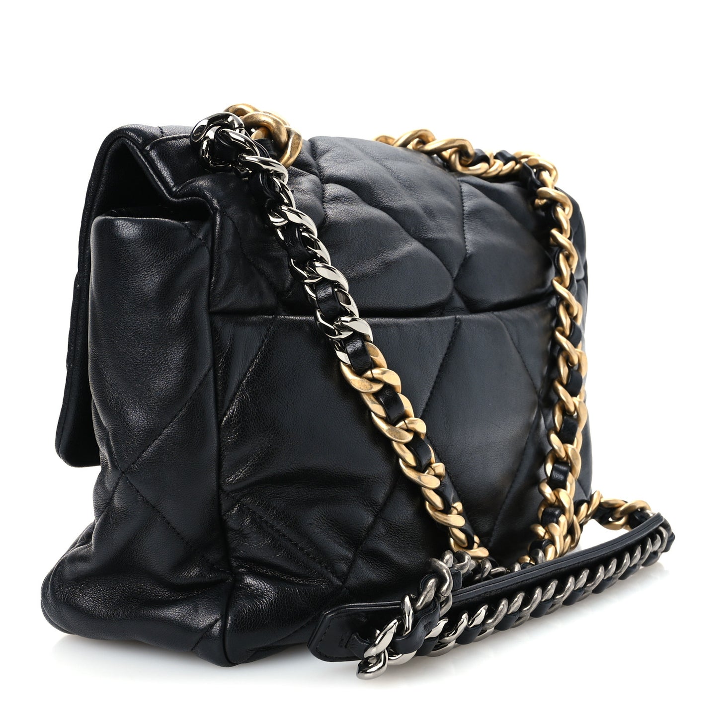 Goatskin Quilted Large Chanel 19 Flap Black